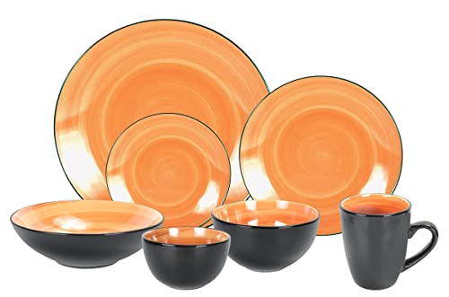 Stoneware Sonoma Dinnerware Set (56pc Set / Mix Grey, Orange, Purple, Turquoise)