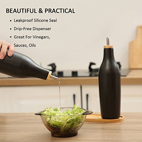 Ceramic Olive Oil Dispenser for Kitchen (Black)