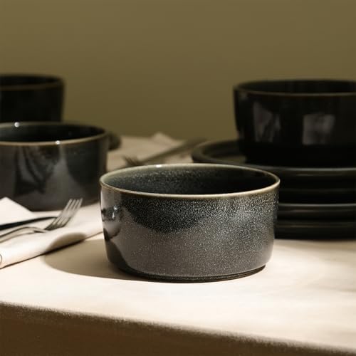 Eden 24 Piece Dinnerware Set Stoneware (Charcoal Grey / 24-Piece - Service for 8)