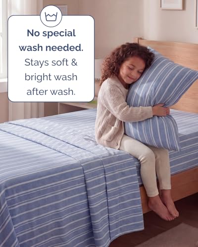 Twin Size 3 Piece Sheet Set (42 - Blue Stripes 3 / Twin)