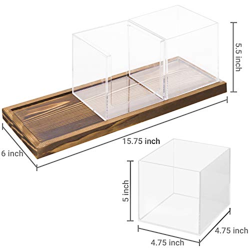 Coffee & Tea Station Organizer with Acrylic Compartments (Brown, Clear)