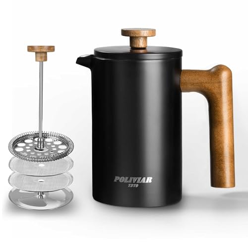 POLIVIAR French Press Coffee Maker (Black / 21 oz)
