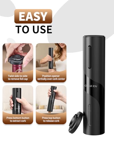 5-in-1 Electric Wine Bottle Opener Set, Rechargeable Wine Opener Kit, Cordless Wine Gift Set with Foil Cutter, Electric Aerator & Pourer and Vacuum Stopper for Wine Lovers, Black (Upgrade Black / Electric Wine Aerator Set)