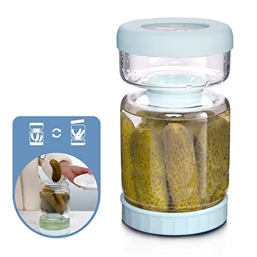 Glass Pickle Jar with Strainer Flip (34oz Light Bule Pickle jar)