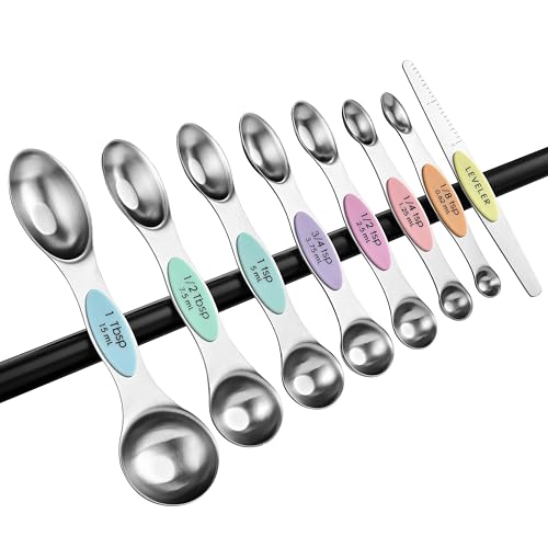 Stainless Steel Magnetic Measuring Spoons Set of 8 (Pastel / 1-Pack)