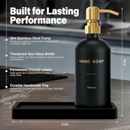 Soap Dispenser Bathroom Set (Hl Gold Pump & Black Bottle)