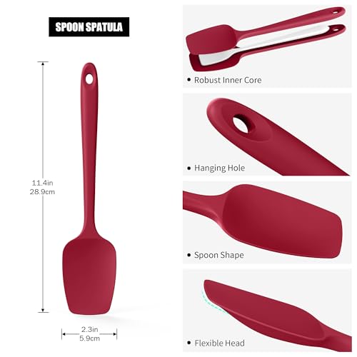 600°F Heat Resistant Silicone Large Spoon (11.4in (Spoon Spatula) / Red)