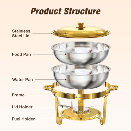 Round Chafing Dishes for Buffet (Gold)