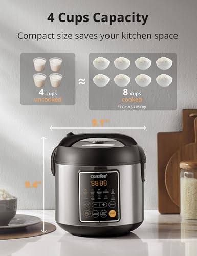 Small Rice Cooker with 10 (4 Cups Uncooked_10 Presets)