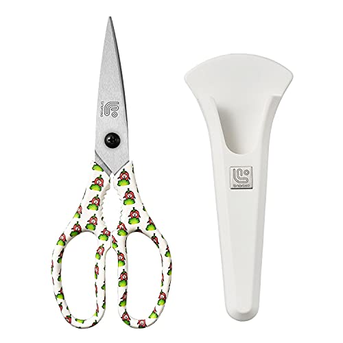 Kitchen Scissors Heavy Duty Kitchen Shears with Magnetic Holder Made with Japanese Steel 4034 (White/Chili)