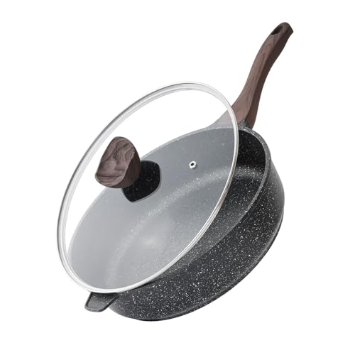 Nonstick Deep Frying Pan with Lid (Classic Granite / 12 Inch)