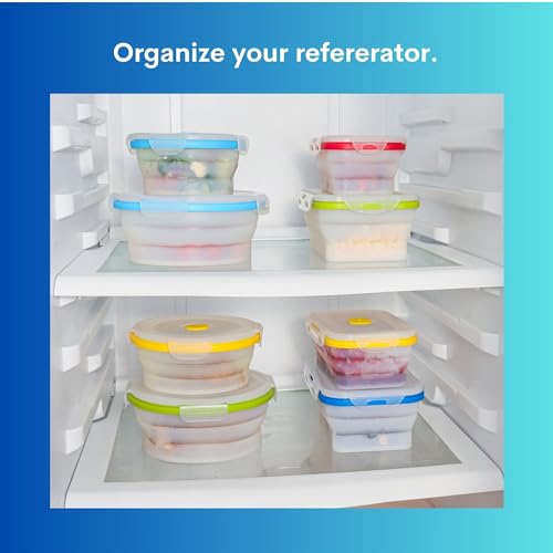 Collapsible Food Storage Containers with Lids (Assorted Colors-Sizes 5pc)