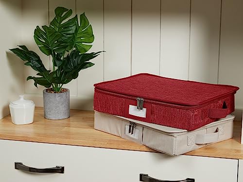 Flatware Storage Box with Removable Trays (Red Heather / 15W x 11D x 3H)