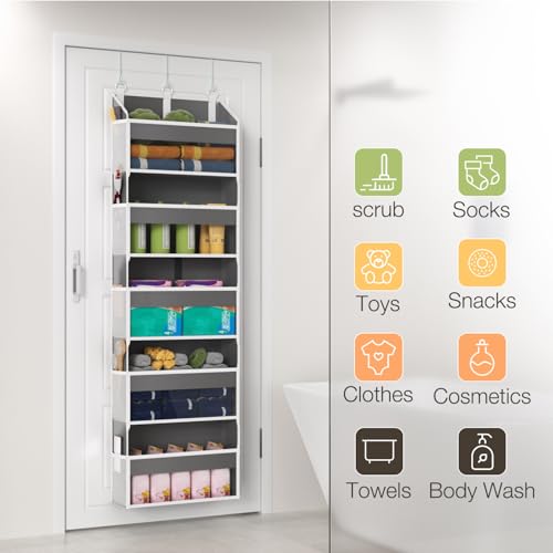 Over the Door Organizer with 5 Front & 10 MeshSide Pockets (Grey)