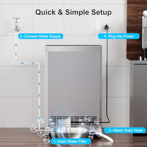 200Lbs 24H Commercial Ice Maker Machine 60 Ice (Silver / 16"D x 20"W x 32"H)