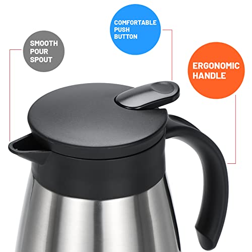 34oz Insulated Coffee Carafe with Handle (Silver / 34 oz)