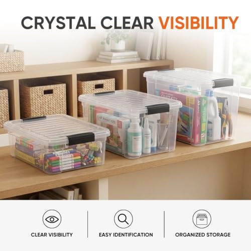 21 Quart Clear Plastic Storage Boxes with Lids (21 Quart)