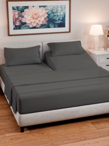 Flex Top Split Head King 4 Piece Sheet Set (07 - Charcoal / Split Head/Flex Top)