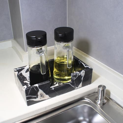 Natural Calacatta Black Marble Napkin Holder 9.8"x4.9"x2.8" (9.8" × 4.9" × 2.8" - Guest Towel Black)