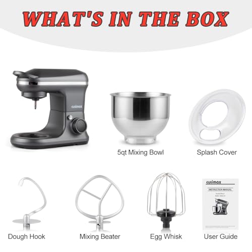 Stand Mixer CUSIMAX Kitchen Mixer with Digital Switch Control (Grey)