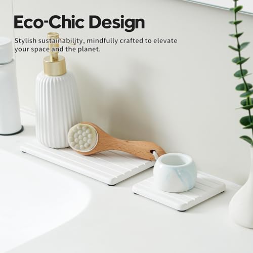 3 Pack Water Absorbent Diatomite Coasters (3 Pack - White - 1pc of 8"x 3.8" and 2pcs of 3.8"x 3.8")