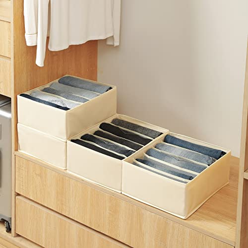 Jeans Pants Organizer for Closet (Beige / 5 Grids)