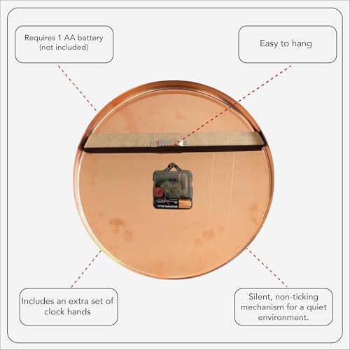 Handmade Pure Copper Wall Clock for Home Decoration (Big Numbers / 17.7)