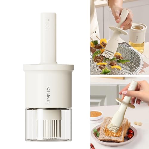 Oil Dispenser with Brush for Kitchen (01_Creamy White)