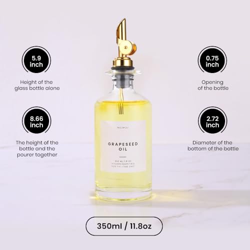Glass Olive Oil Cruet Set (350ml, Set of 4 Bottles / Gold)