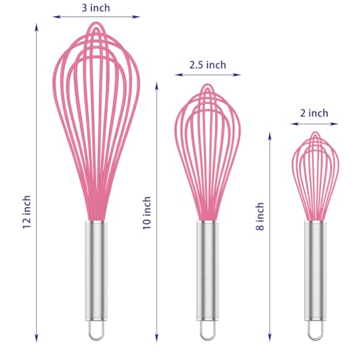 Pink Silicone Whisk Set of 3