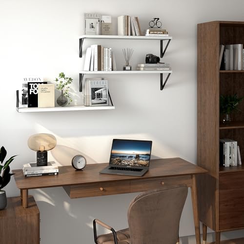 Floating Shelves for Wall (White / 27.56"W x 5.9"D x 5.4"H,Set of 3)