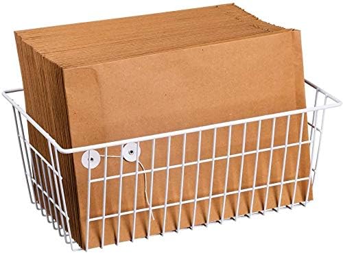 Freezer Baskets Farmhouse Organizer Storage Basket with Handles (White-2pack / 15.7"L x 9.5"W x 6.3"H)