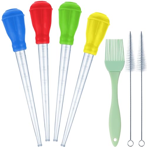7 Pcs Heat resistant Turkey Baster Cooking Set Includes 4pcs Large Turkey Basters for Cooking