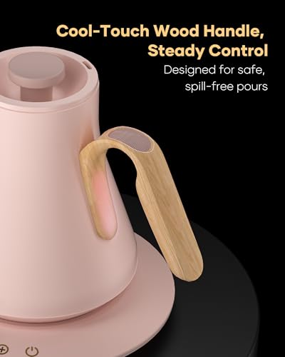 FLOW B9 Gooseneck Electric Kettle ±1°F Temperature Control (Munch Pink)