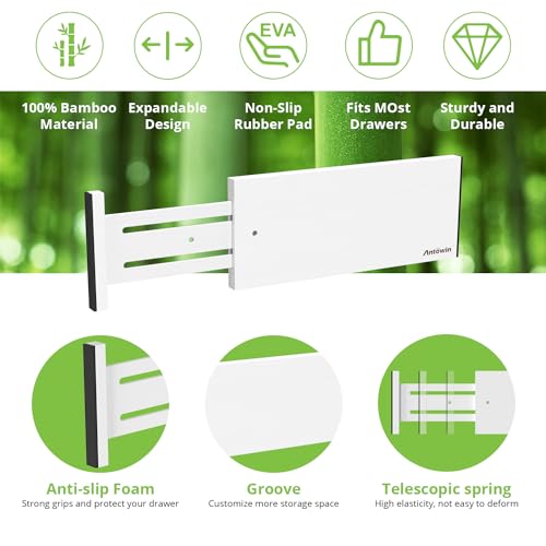 4 Pack Expandable Drawer Dividers (White)