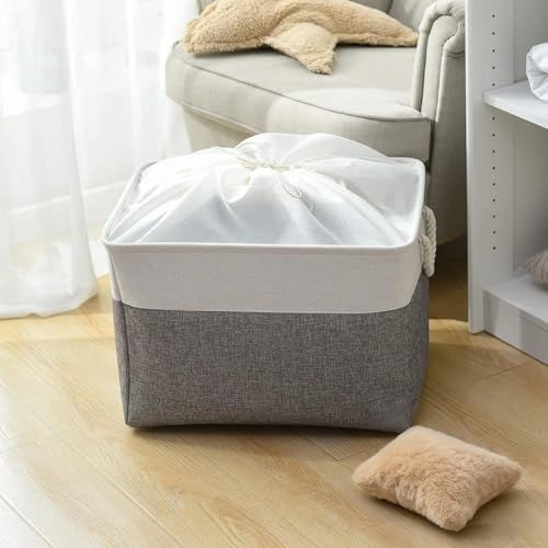 Storage Bins Baskets for Organizing (White&Grey / 3PCS/Extra Jumbo - 20.5Lx15.7Wx13.8H)