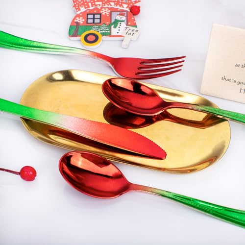 200PCS Christmas Plastic Silverware (Red Green)
