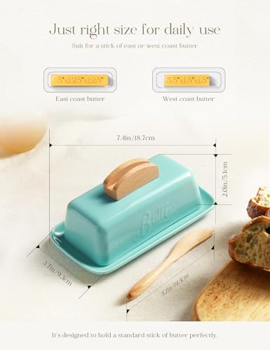 Butter Dish with Lid and Knife Butter Tray Holder for Counter Skyblue