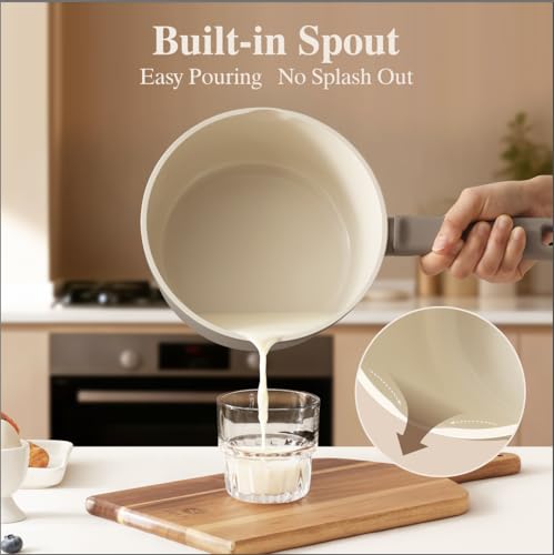 Ceramic Pots and Pans Set Nonstick (Misty Taupe / L)