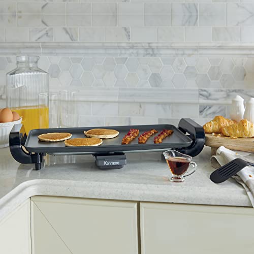 Kenmore Electric Griddle NonStick 1500W Adjustable Temperature 10"x18" Easy to Clean Large Cooking Surface Ideal for Pancakes Grilled Cheese Breakfast and Family Meals