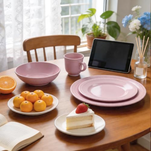 HomeVSS 16 Piece Pearl Dots Stoneware Dinnerware Set