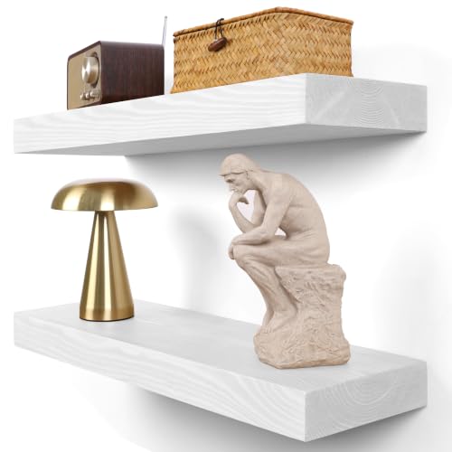 Floating Shelves 2 inch Thick for Wall Set of 2 (White / 24'' x 8''x 2''(set of 2）)