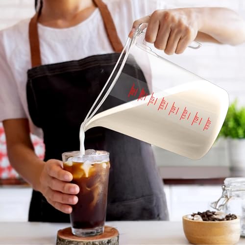 Melissa - 128-Ounce Plastic Measuring Pitcher (2-Pack), 16-Cup (4-Quart) Food-Grade Measuring Jug, Unbreakable, Stackable, Dishwasher-Safe, Great for Oil, Vinegar, Flour, and More