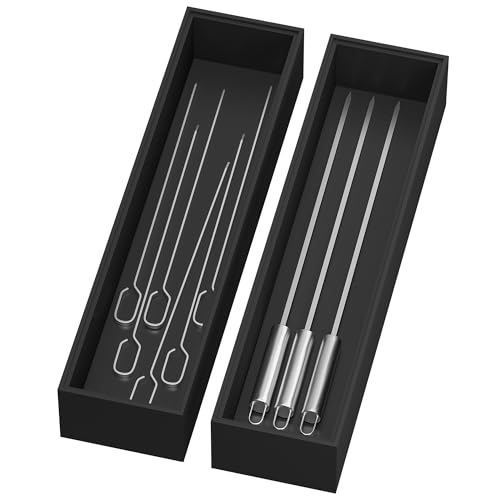 Bamboo Kitchen Drawer Organizer (12 x 3 x 2 Inch / Black)