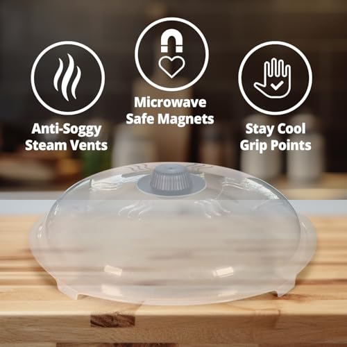 Tall Magnetic Microwave Splatter Cover for Food (Super Magnet Gray)