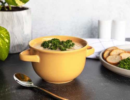 French Onion Soup Crocks with Lids & Handles (Yellow)
