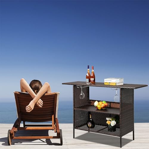 Outdoor Wicker Bar Table