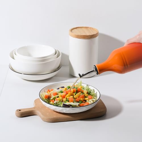 Sweejar Large Ceramic Olive Oil Dispenser Bottle (24 oz, Set of 1 / Gradient Orange)