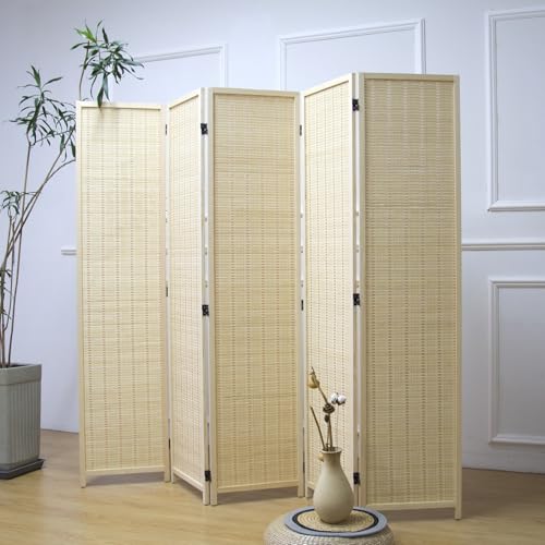 5 Panel Bamboo Room Divider (Beige / 5 Panel)