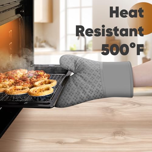 Oven Mitts and Pot Holders 4 Sets (Gray)